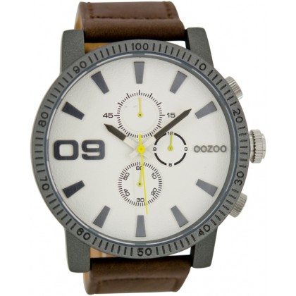 OOZOO Timepieces 50mm Βrown Leather strap C6651